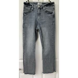 Dear John grey denim size 29 Jeanne Flare high rise stretchy raw hem
